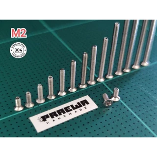 [ส่งถูก!!] น็อตตัวผู้ M2 หัวเทเปอร์ หัวจม สแตนเลส 304 ขนาด 5-60mm สำหรับรถทามิย่า - Mini4WD M2 Counter Sink 5-60mm SS304