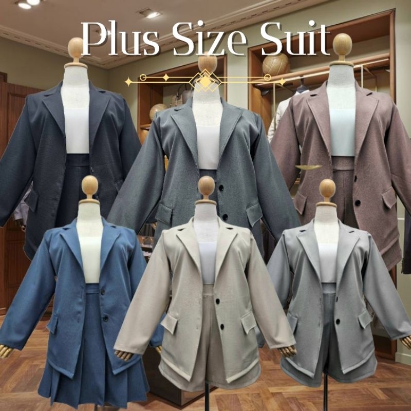 ส่งด่วน🛵 เสื้อสูททำงาน อก46-50นิ้ว ไซส์ใหญ่ ผ้าดีมาก ไหมญี่ปุ่น ปกสูท แขนยาว กระดุม2เม็ด สาวอวบ MG0015A