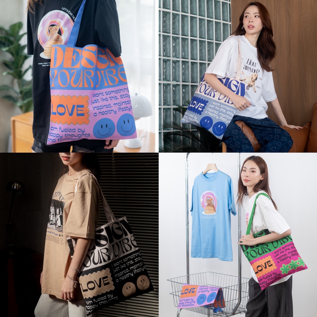NEW vibes.brandd⌇Design Vibes Tote bag - กระเป๋าผ้าแคนวาส