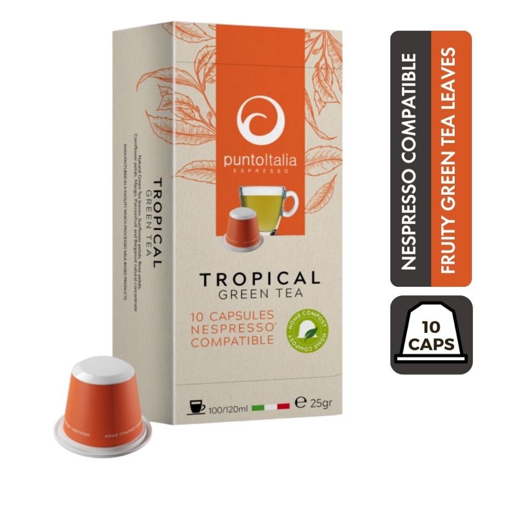 Punto Italia Espresso ชาแคปซูล TROPICAL GREEN TEA สำหรับเครื่อง Nespresso® (10 แคปซูล)