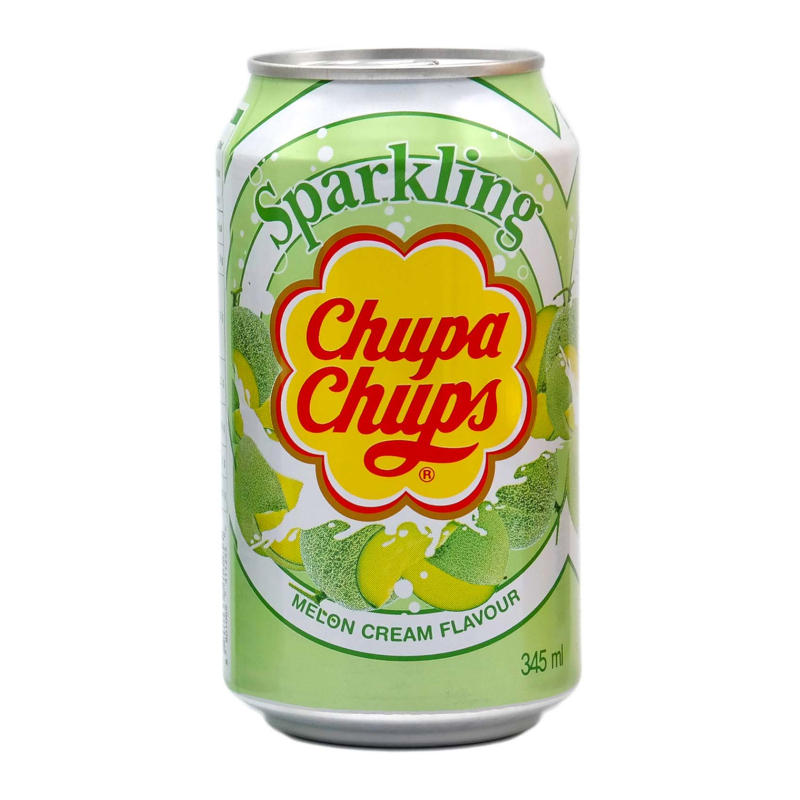 Chupa Chups Melon &amp; Cream Sparkling จูปา จุ๊ปส์ สปาร์คลิ่ง เมล่อน แอนด์ ครีม 345ml