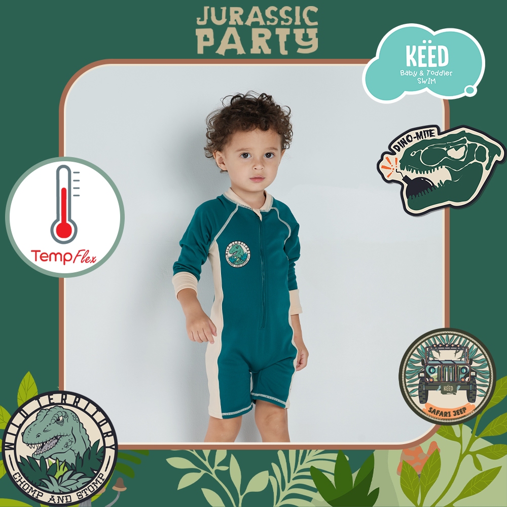 KEED :🦖🦖 ชุดว่ายน้ำปรับอุณหภูมิ บอดี้สูท แขนยาว-ขาสั้น🦖🦖 >> Dino Safari << *101GR*