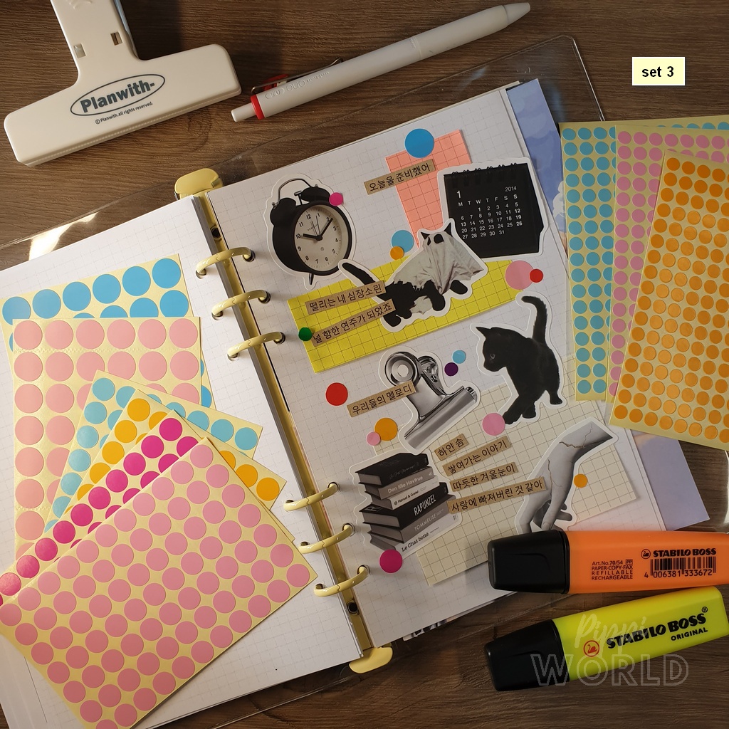 สติกเกอร์วงกลม สติกเกอร์จุดสี ตกแต่งสมุด ไดอารี่ แพลนเนอร์