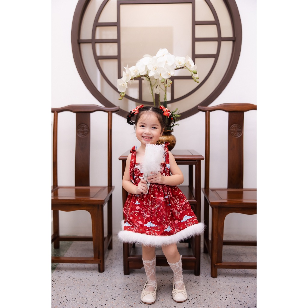 EF ชุดมินิเดรสตรุษจีน ชุดลูกน่ารักมาก แต่งขนมุ้งมิ้ง
