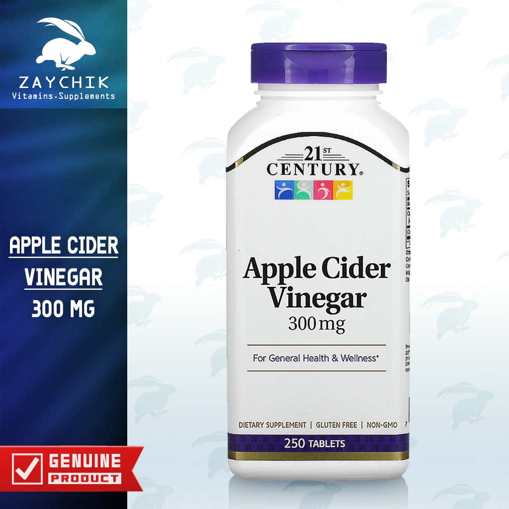 [พร้อมส่ง] 21st Century Apple Cider Vinegar 300 mg น้ำส้มสายชูจากแอปเปิ้ล ชนิดเม็ด [ZAYCHIK]