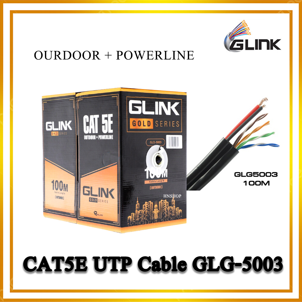สาย LAN CAT5e UTP มีไฟ Cable Outdoor ใช้ภายนอก GLINK Gold Series GLG-5003 (100m)