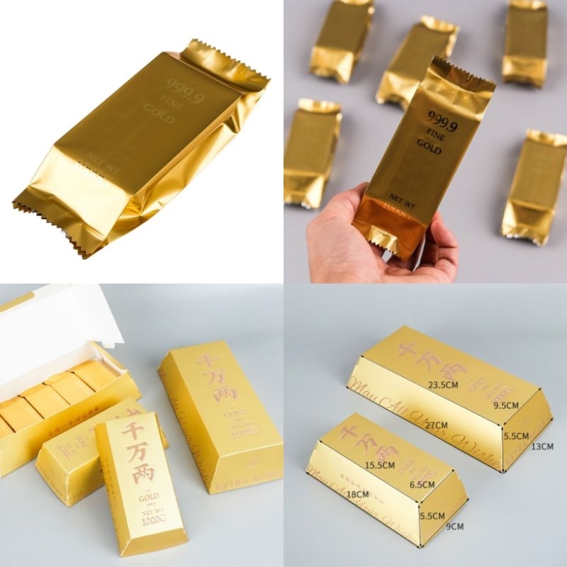 ถุงซีลสีทองมี3แบบ (45-50ชิ้น)และกล่องทองคำแท่งมี2ขนาดคุณภาพดี
