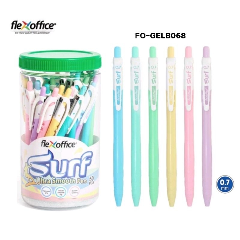 Flex Office ปากกาลูกลื่น หมึกน้ำมันแบบกด Surf ขนาด 0.7 มม. (FO-GELB068) หมึกน้ำเงิน