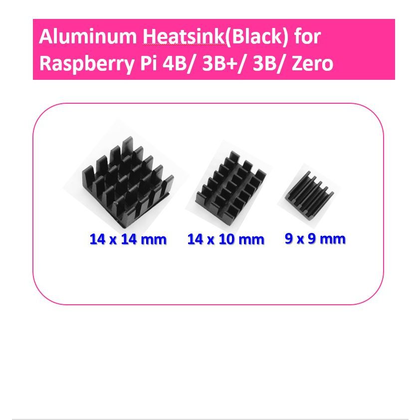 Aluminum Heatsink(Black) for Raspberry Pi 4B/ 3B+/ 3B/ Zero (สต๊อกไทย)
