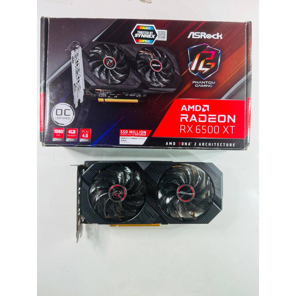 ขายการ์ดจอมือสอง ASROCK  RX6500 XT PHANTOM GAMING OC 4GB GDDR6