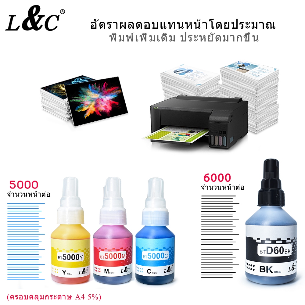 L&C หมึกเติม Brother BT-D60BK/BT-5000C/BT-5000M/BT-5000Y ชุดหมึกเติม For DCP-T310 T420W T710W F810W
