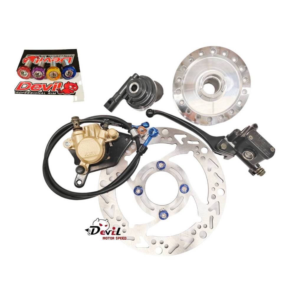 ชุดแปลงดิสเบรคหน้า เวฟ ดรีม Wave แปลงดั้ม ดรีม เป็นดิส - โช้คกระบอกสีดำ เวฟ110i - รูปที่ 3