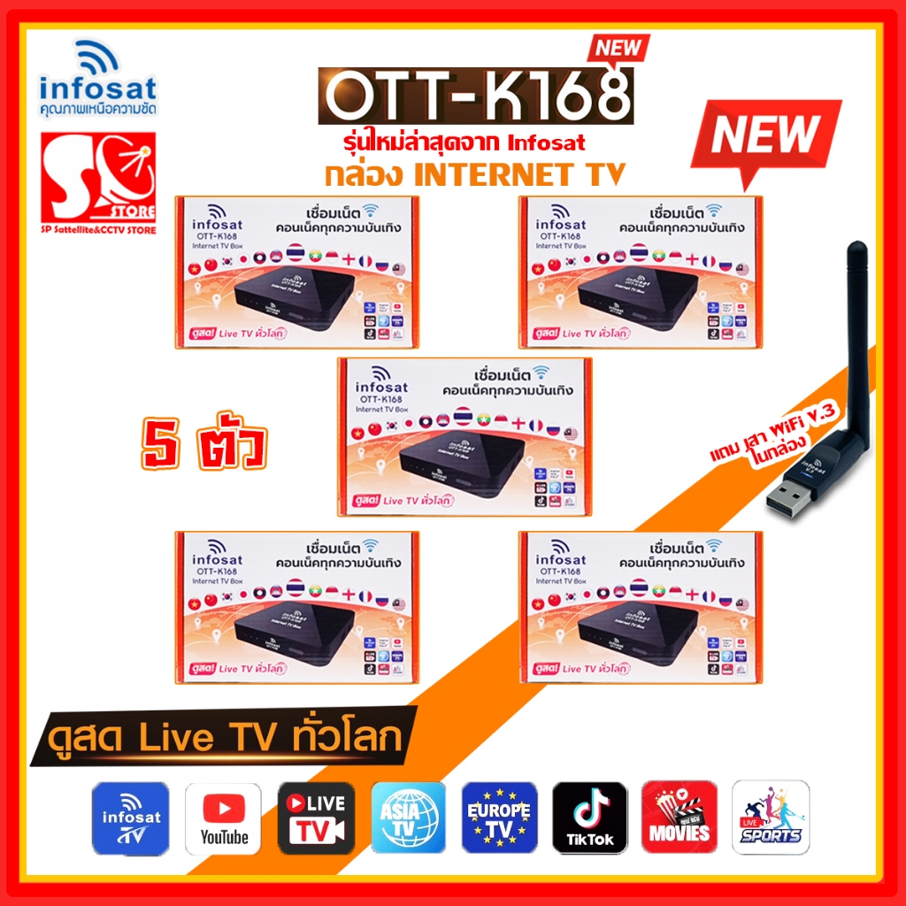 INFOSAT OTT-K168 **แพ็ค 4ตัว/5ตัว** กล่องอินเตอร์เน็ตทีวี internet TV