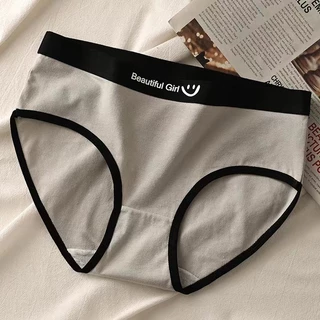 CS021.KS กางเกงชั้นในสตรีเอวกลาง เนื้อผ้านุ่ม ระบายอากาศได้ดี ผ้าฝ้าย สวมใส่สบาย