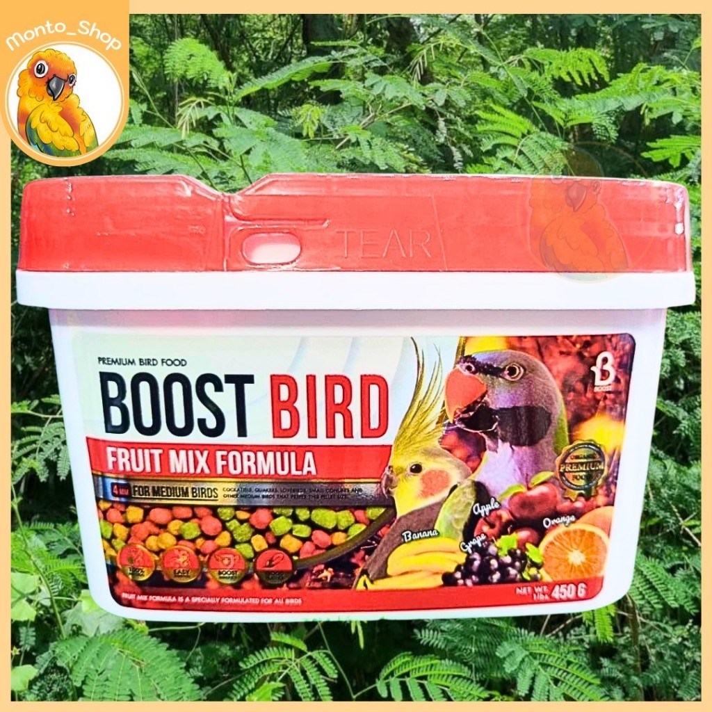 อาหารนก BOOST BIRD FRUIT MIX  ไซค์ M ผลไม้อัดเม็ด 450 กรัม