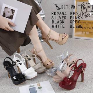 K9654 รองเท้า ส้นแหลมสูง หนังเคลือบเจล 5 นิ้ว เสริมหน้าสูง 1…