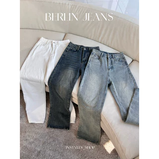 [เก็บโค้ดลด25%หน้าร้าน] instyles_shop "Berlin Jeans" กางเกงยีนส์ขากระบอกกลาง ทรงลิซ่าเอวสูง ผ้ายีนส์แท้ไม่ยืด