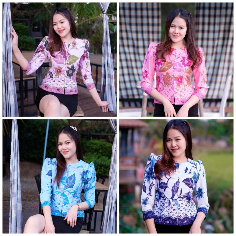 เสื้อปาเต๊ะ JAVA คอกลมไทยเรือนต้น อัดกาว