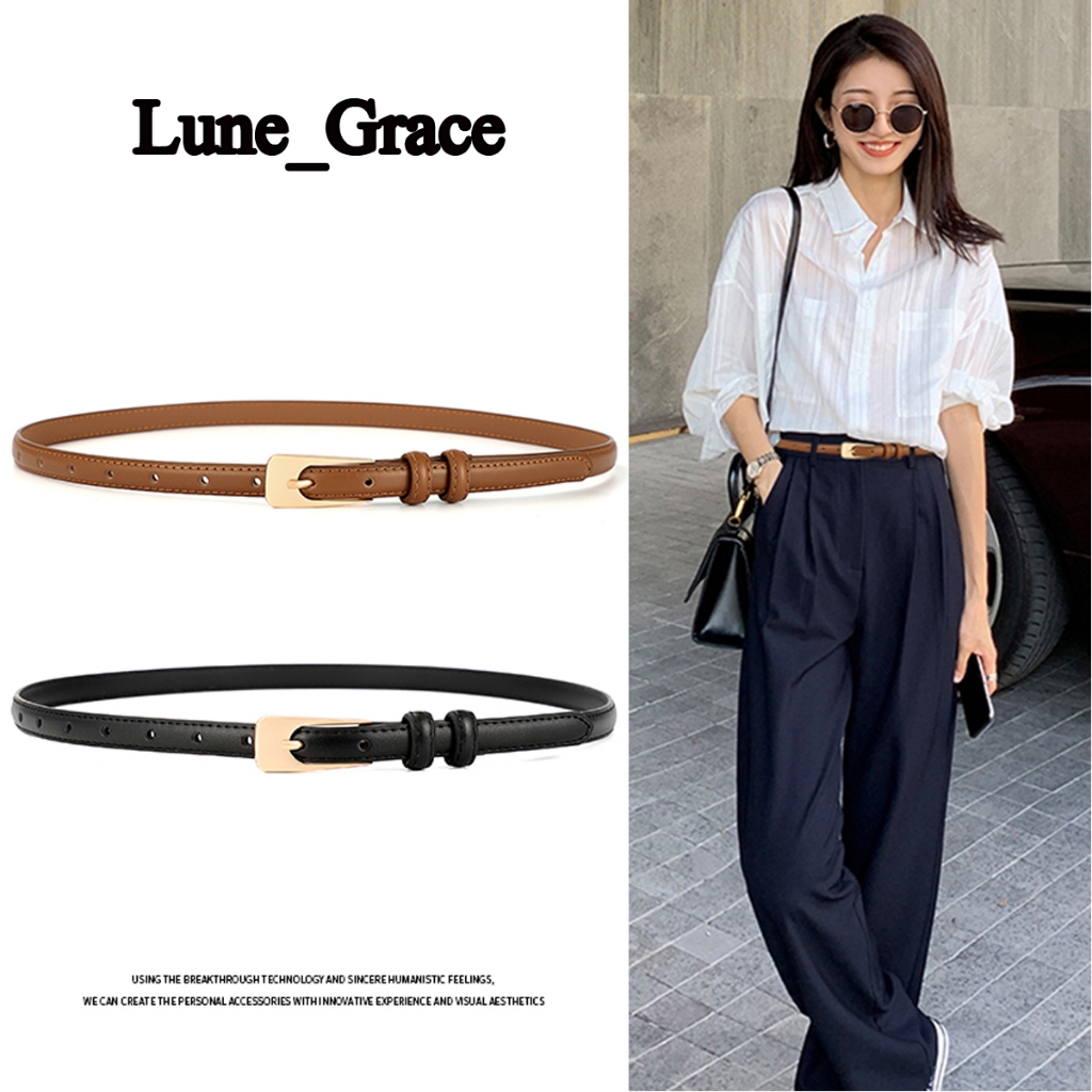 Lune_Grace A189 ใหม่ เข็มขัดหนังPU พร้อมหัวลำลอง ตกแต่งสไตล์เกาหลี