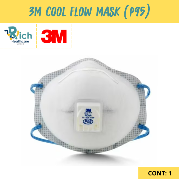 3M Cool Flow Mask P95 หน้ากาก 3M กรองอนุภาค พร้อมวาล์วระบายอากาศ (8577)