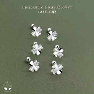 MNL💗Fantastic Four Clover ต่างหูใบโคลเวอร์ 4 แฉกแห่งโชคลาภ แบบยาว เครื่องประดับแฟชั่นเงินแท้925 ไม่ลอกดำ มินิมอล เกาหลี