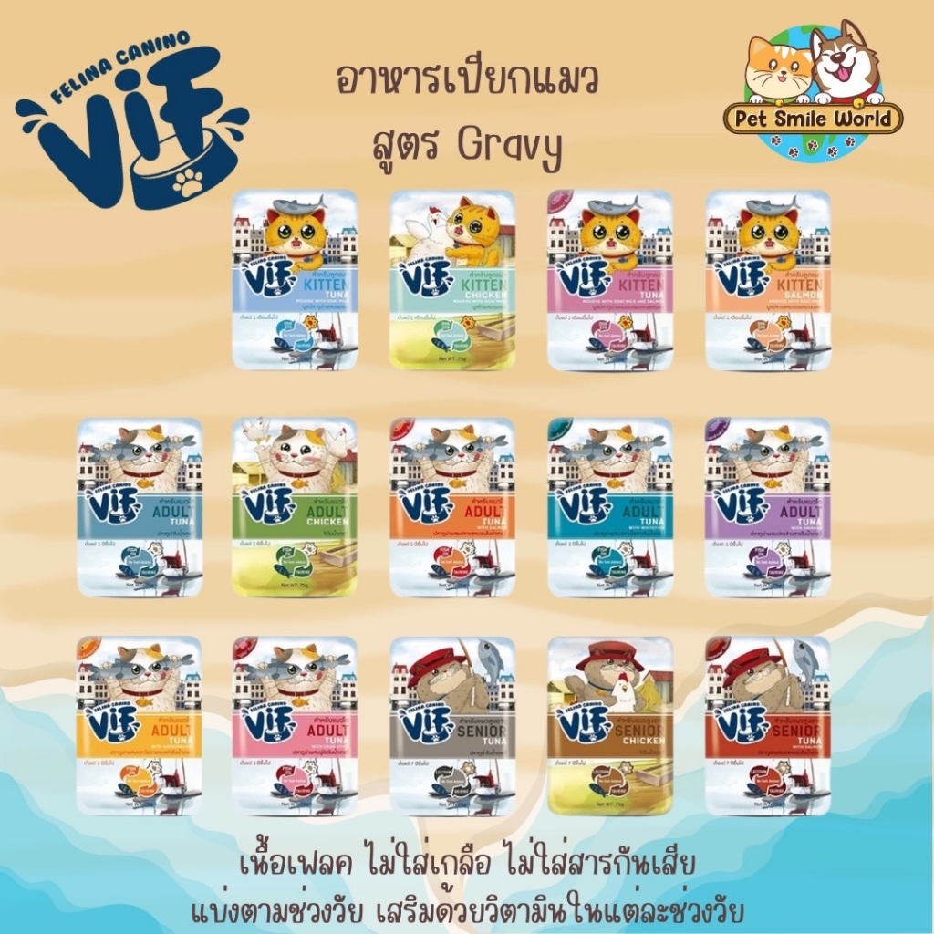 อาหารเปียกแมว Felina Canino Vif with Gravy 75g.
