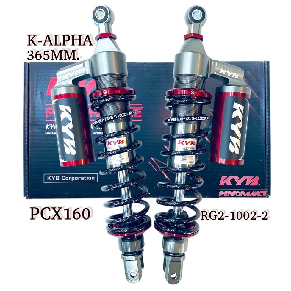 โช้คหลัง (KYB) K-ALPHA PCX-160i , PCX160 (2021>) 1-Y (365 mm) สีดำ รหัสสินค้าRG2-1002-4