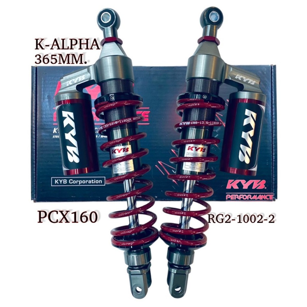 โช้คหลัง (KYB) K-ALPHA PCX-160i , PCX160 (2021>) 1-Y (365 mm) สีแดง รหัสสินค้าRG2-1002-2