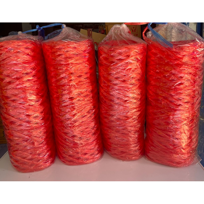 📣เชือกฟางพลาสติก ครึ่งโหล(6ม้วน) เชือกฟางฟู สีแดง เกรดA อย่างดี เชือกมัดของ ราคาโรงงาน