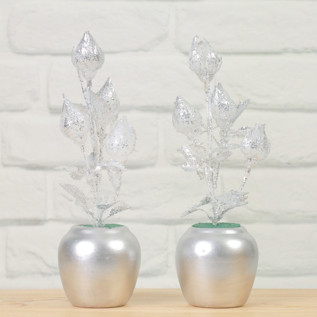 [พร้อมส่ง]✅ถูก ส่งเร็ว🔥แจกันไหว้พระงานไทย เซตคู่ ดอกบัวเงินบัวทอง ดอกไม้ประดิษฐ์ ดอกไม้ไหว้พระ ดอกไม้ปลอม - รูปที่ 5