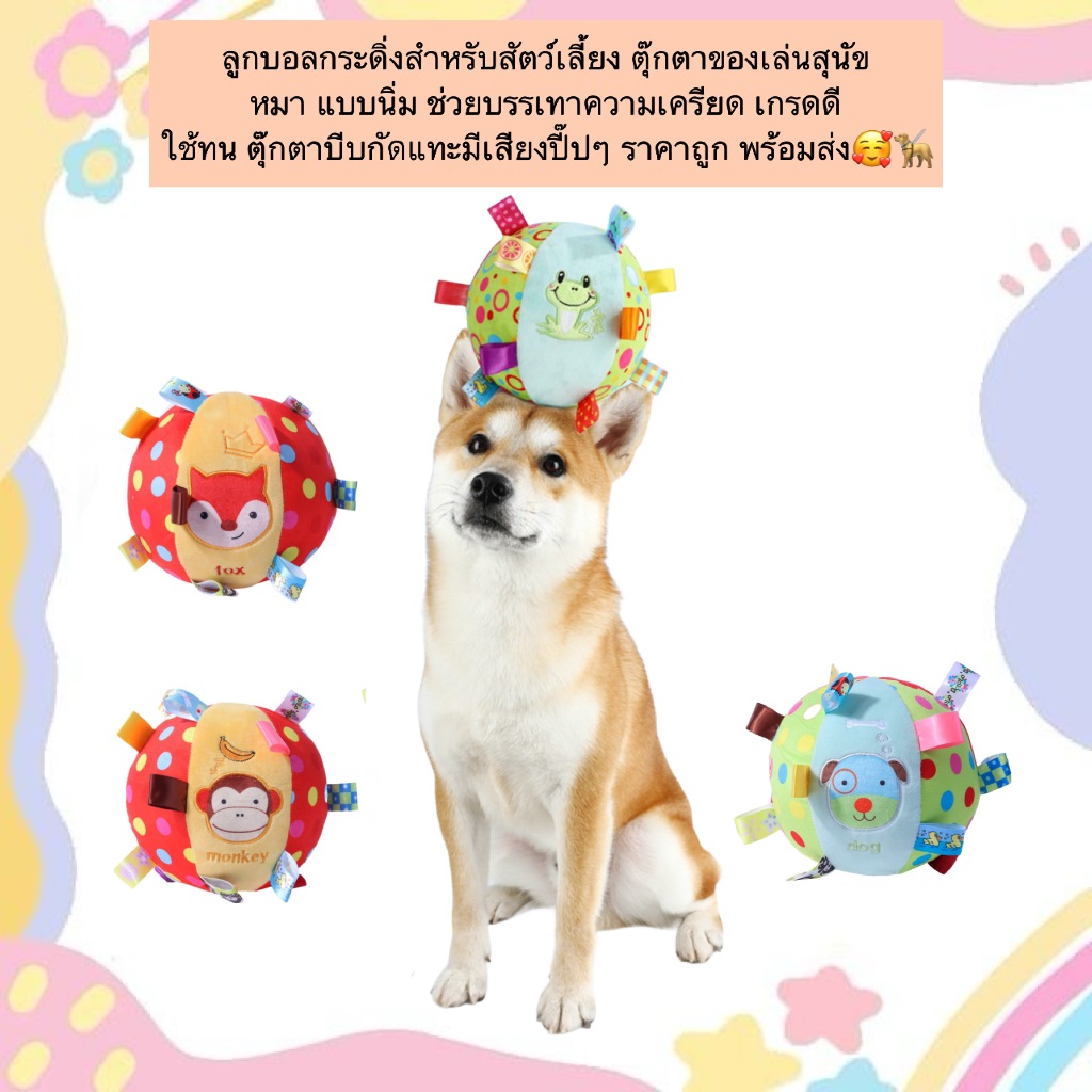 PP-527 ลูกบอลกระดิ่งของเล่นสัตว์เลี้ยง – แบบนุ่ม เสียงปี๊ป 🧸 ตุ๊กตาของเล่นสำหรับสุนัข ช่วยลดความเครียด เพิ่มความสนุก พร้