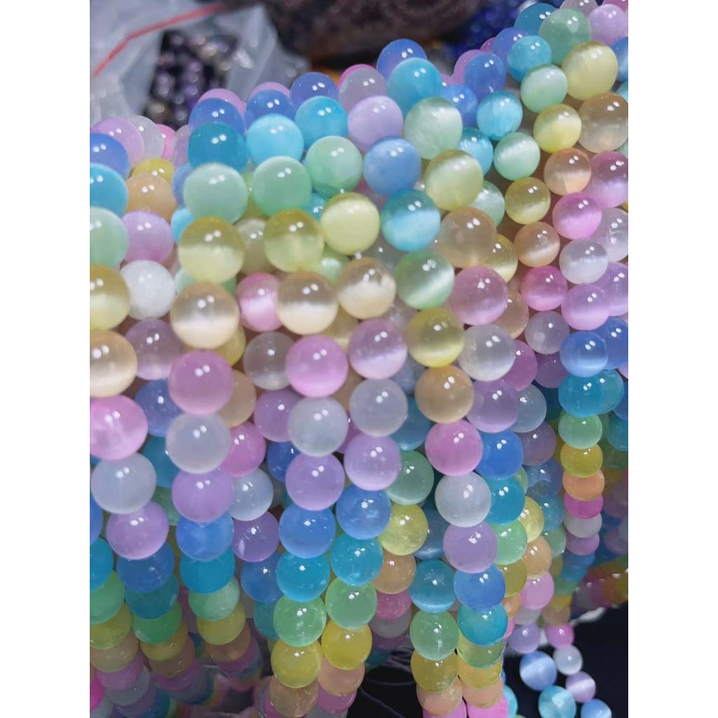หินยิปซั่มตาแมวสีน้ำแข็งธรรมชาติ โซ่ยาว