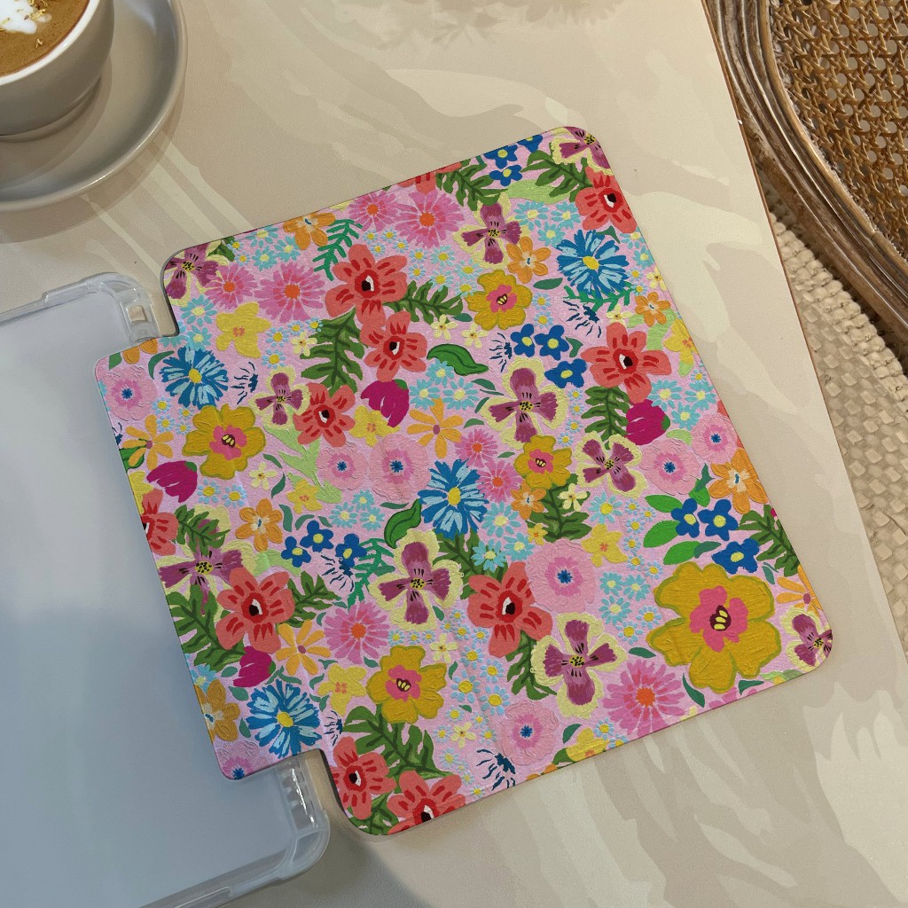 จัดส่งทันที เคส iPad Pro11 2024 air8 11ดอกไม้หลากสี Gen8 ฝาหลังใส case iPad mini7 gen11 Pro11 Air4