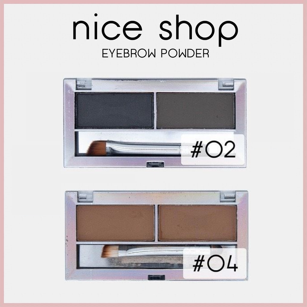 ที่เขียนคิ้วแบบฝุ่น ไนซ์ชอป Nice Shop Eyebrow Powder มี 2เฉดสีใน 1ตลับ พร้อมแปรงเขียนคิ้ว
