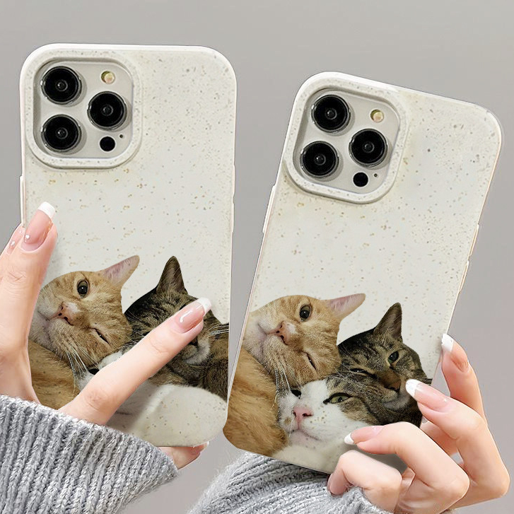 สำหรับ iPhone 11 13 For เคสไอโฟน14 15 12 Pro Max X XS XR 6 7 8 14 15 Plus 12 13 MINI น่ารัก ตลก ลูกแมวสามตัว รุ่น เคส