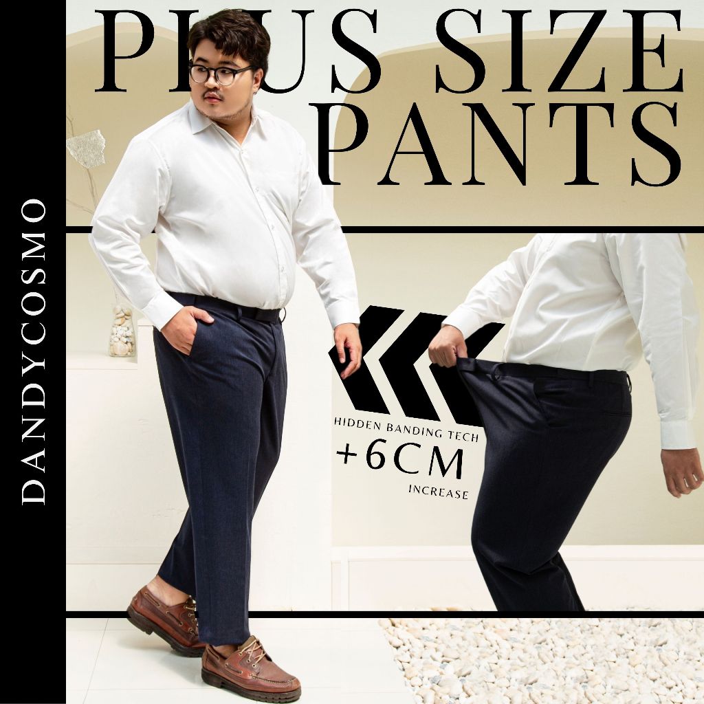 Plus Size [36-50"] กางเกงสแลค เอวยืดได้ ไซท์ใหญ่ Hidden Banding[✂️ตัดความยาวได้] DANDY COSMO กางเกงคนอ้วน big size
