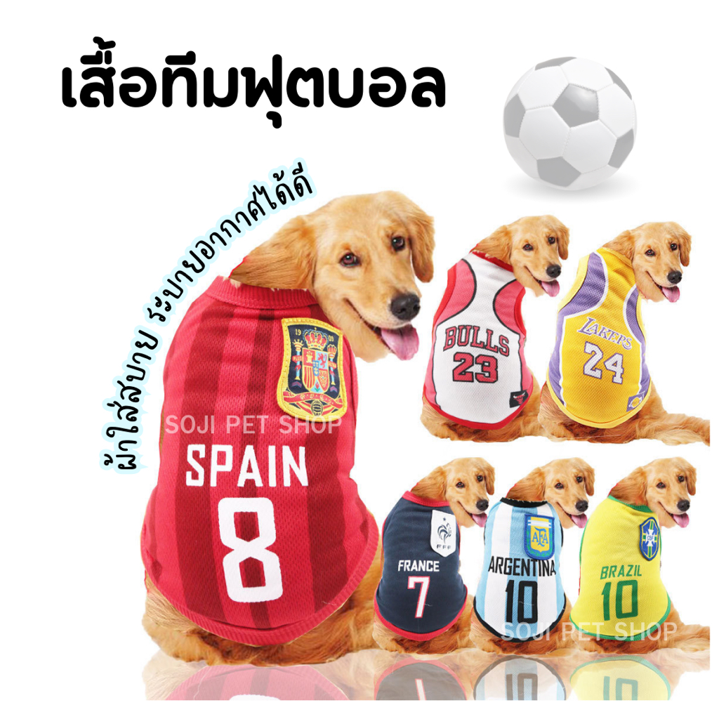 💢พร้อมส่ง💢 เสื้อบอล สุนัข แมว ชุดสุนัข แมว เสื้อผ้าสัตว์เลี้ยง ทีมฟุตบอล กล้าม