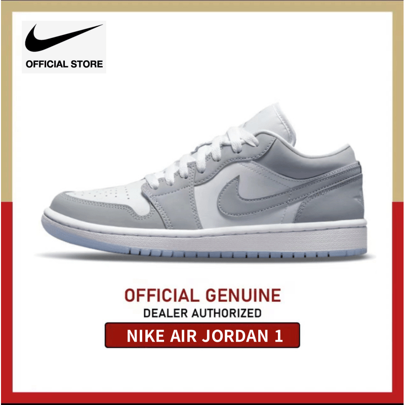 🚀จัดส่งที่รวดเร็ว🚀Nike Air Jordan 1 Low ”woif grey“รองเท้ากีฬาชายและหญิง small dior Sports basketball shoes