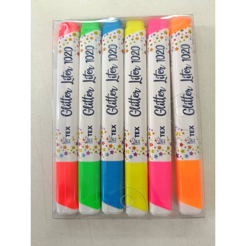 TEX ปากกาเน้นข้อความ Glitter Liter คละสี(แพ็ค 6 ด้าม 1020