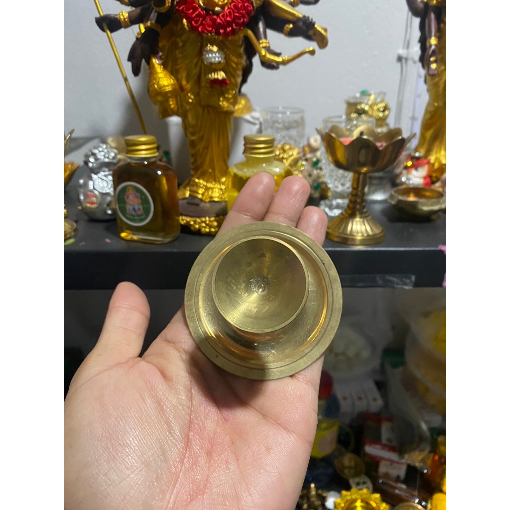 อารตีไฟ อารตี1หลุม งานทองเหลืองนำเข้าจากอินเดีย (แบบไม่มีด้าม)