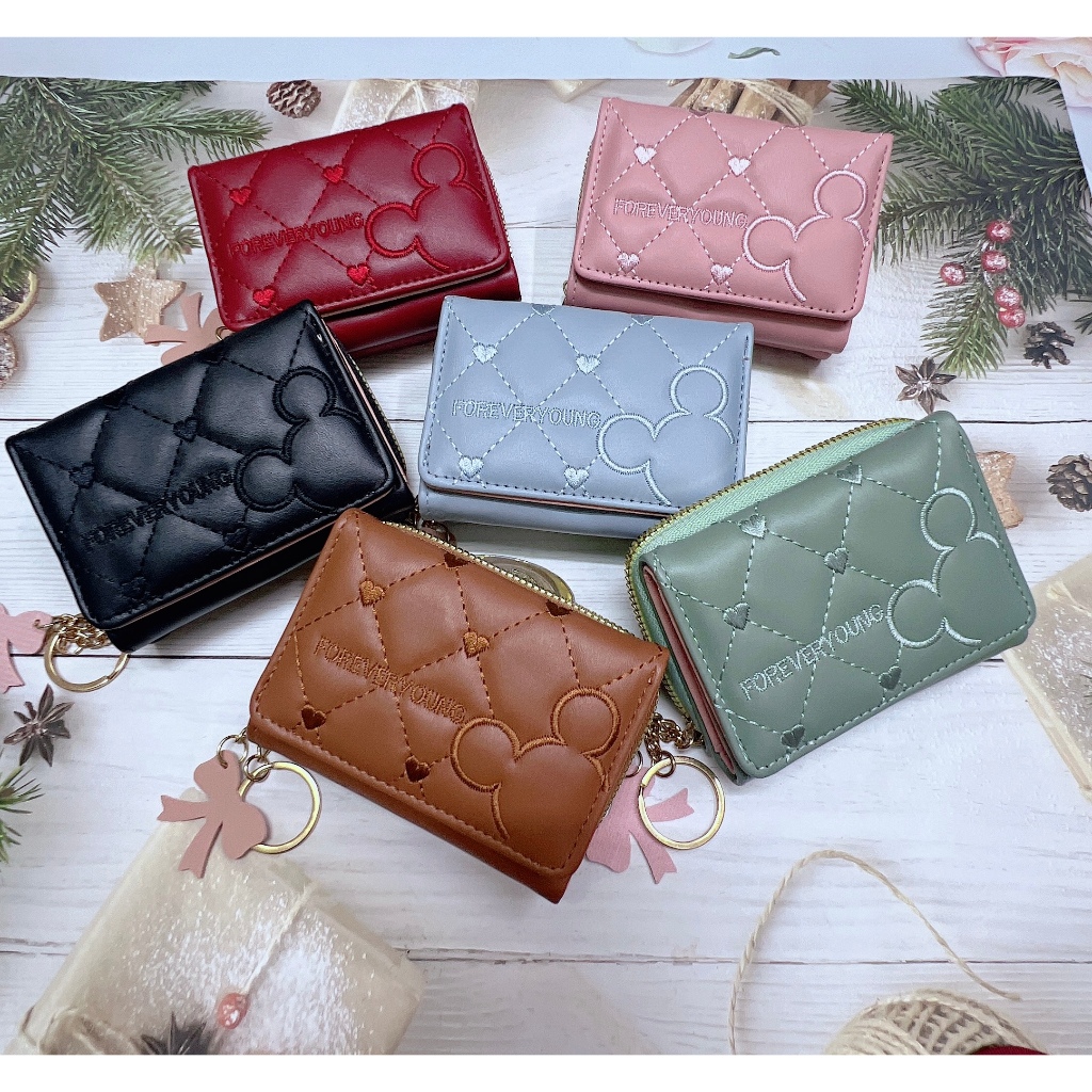 1212#มาใหม่ ใบสั้น กระเป๋าสตางค์ใบสั้น 3 พับ+ช่องซิปรอบขนาด 8x11 cm.