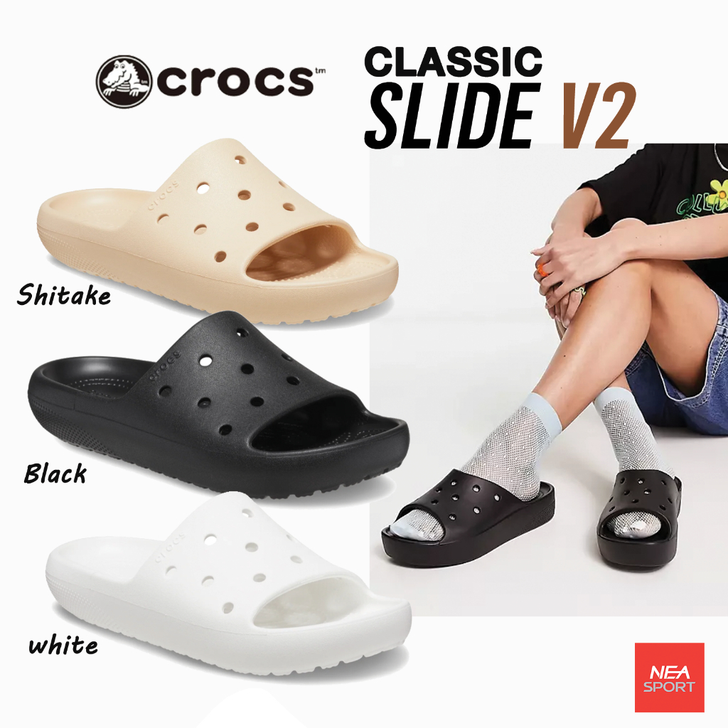 [ลด30% เก็บโค้ด 2509FASHDD] CROCS CLASSIC SLIDE V2 รุ่นใหม่ มาแรง รองเท้าครอคส์ ได้ทั้งชายหญิง