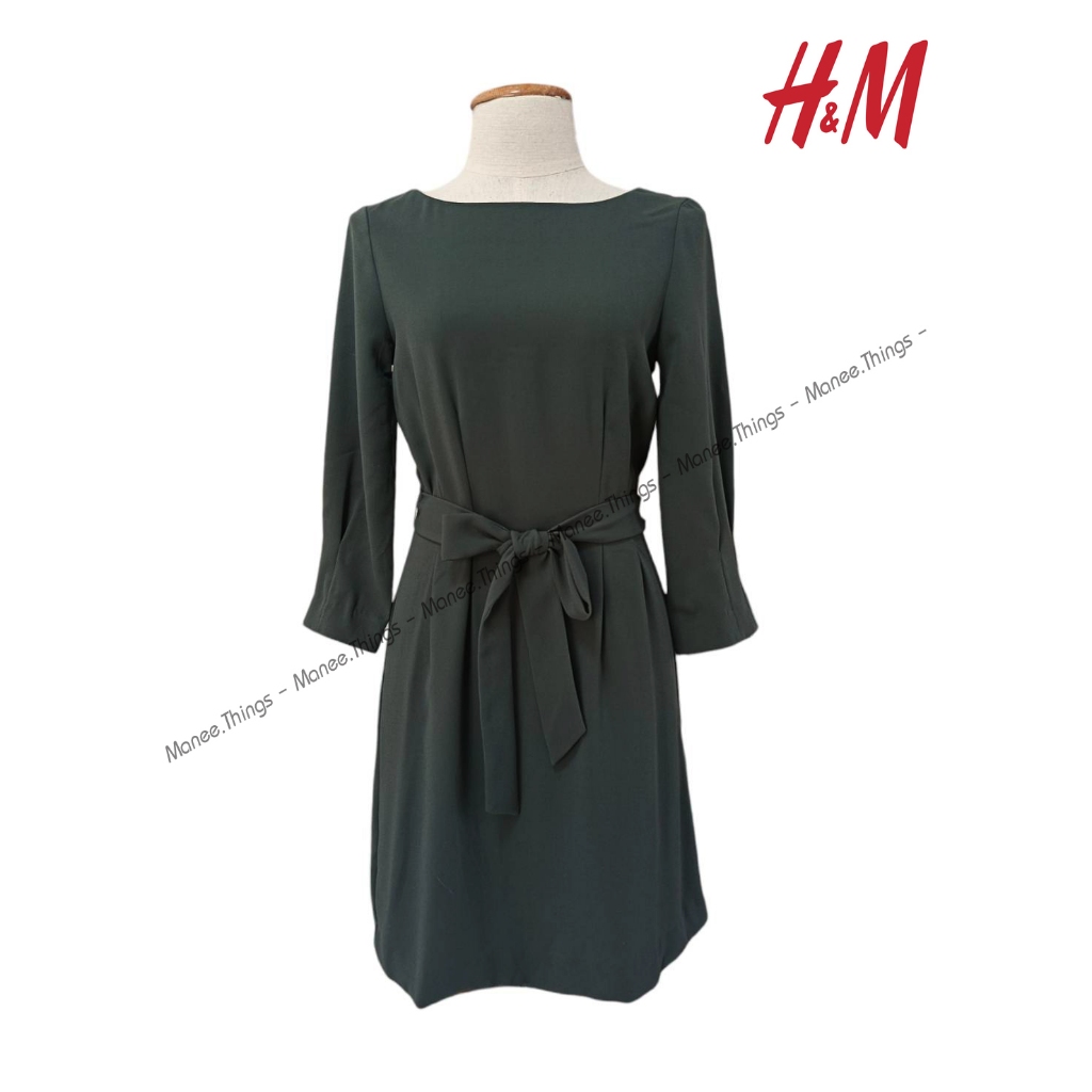 🖐🏻H&M🖐🏻เอช แอนด์ เอ็ม🖐🏻 [C61] Dress H&M สีเขียว size 34 (มือสอง)