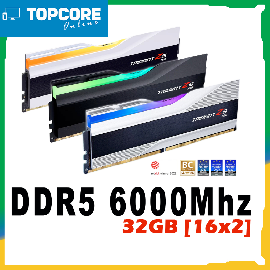 Ram DDR5 G.SKILL Trident Z5 RGB 32GB 6000Mhz CL32 แรม 16gbx2