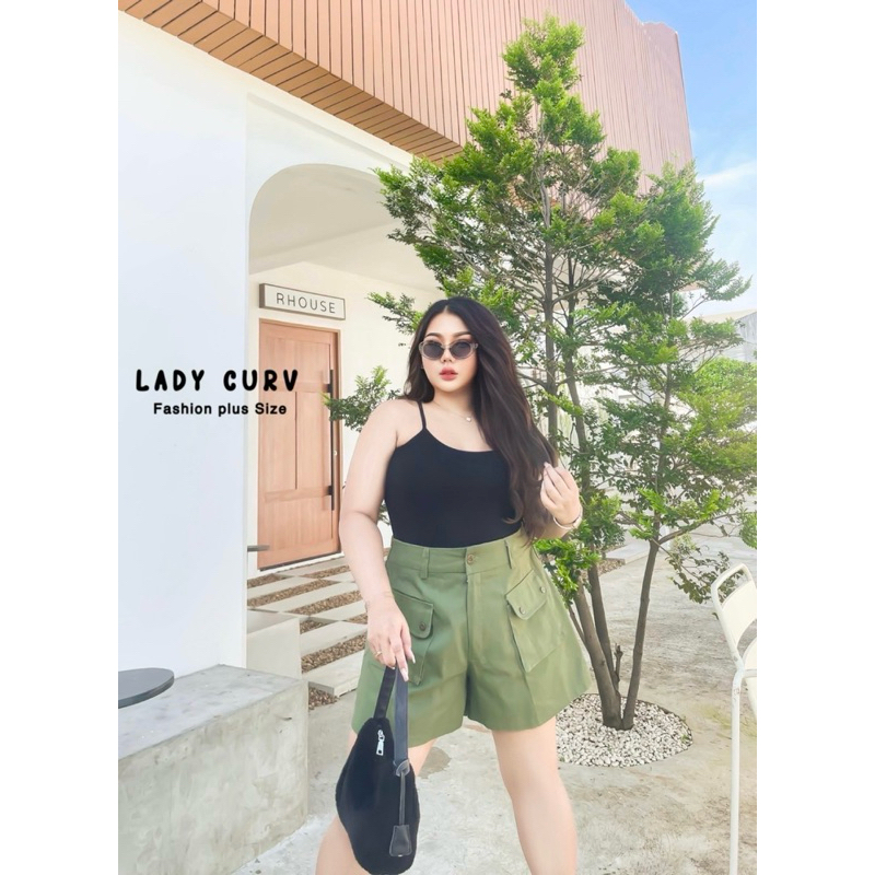 (LC) กางเกงขาสั้น กระเป๋าหน้าทรงกล่อง ดีเทลเก๋ ใส่ไปแคมป์ปิ้งเหมาะมาก เสื้อผ้าสาวอวบอ้วน พลัสไซส์ ไซส์ใหญ่ - รูปที่ 4