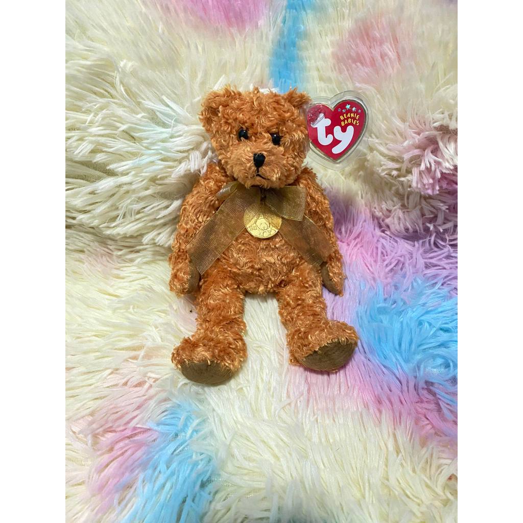 หมีty Teddy (4347)Ty Beanie Babies ขนาด 8-9 นิ้ว ก้นถ่วง จากอเมริกา ของแท้100% สวยกริบ (งานสะสมหายาก