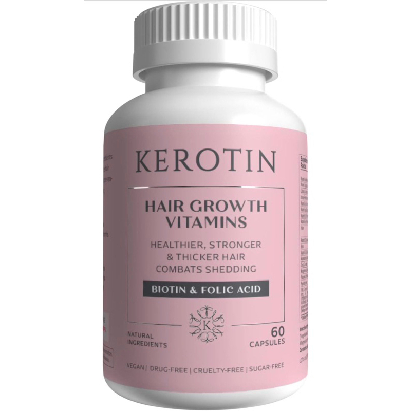 (ทานได้ 30 วัน) วิตามินบำรุงผม Kerotin Hair Growth Vitamins, Biotin Supplement, DHT Blocker, Collage