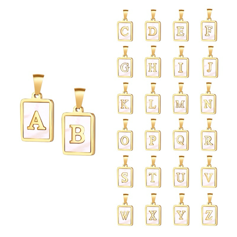 เครื่องประดับ พร้อมส่ง สร้อยคอ จี้ตัวอักษร A-Z งานจี้หอยมุขแท้ สร้อยสแตนเลส ไทเทเนียม18K ไม่ลอกไม่ดำ