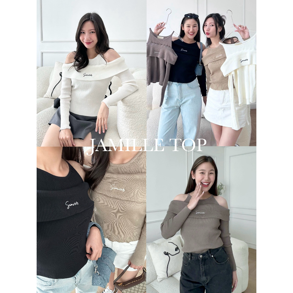 Sumwear.bkk - Jamille top เสื้อสายเดี่ยวปาดไหล่ไหมพรม