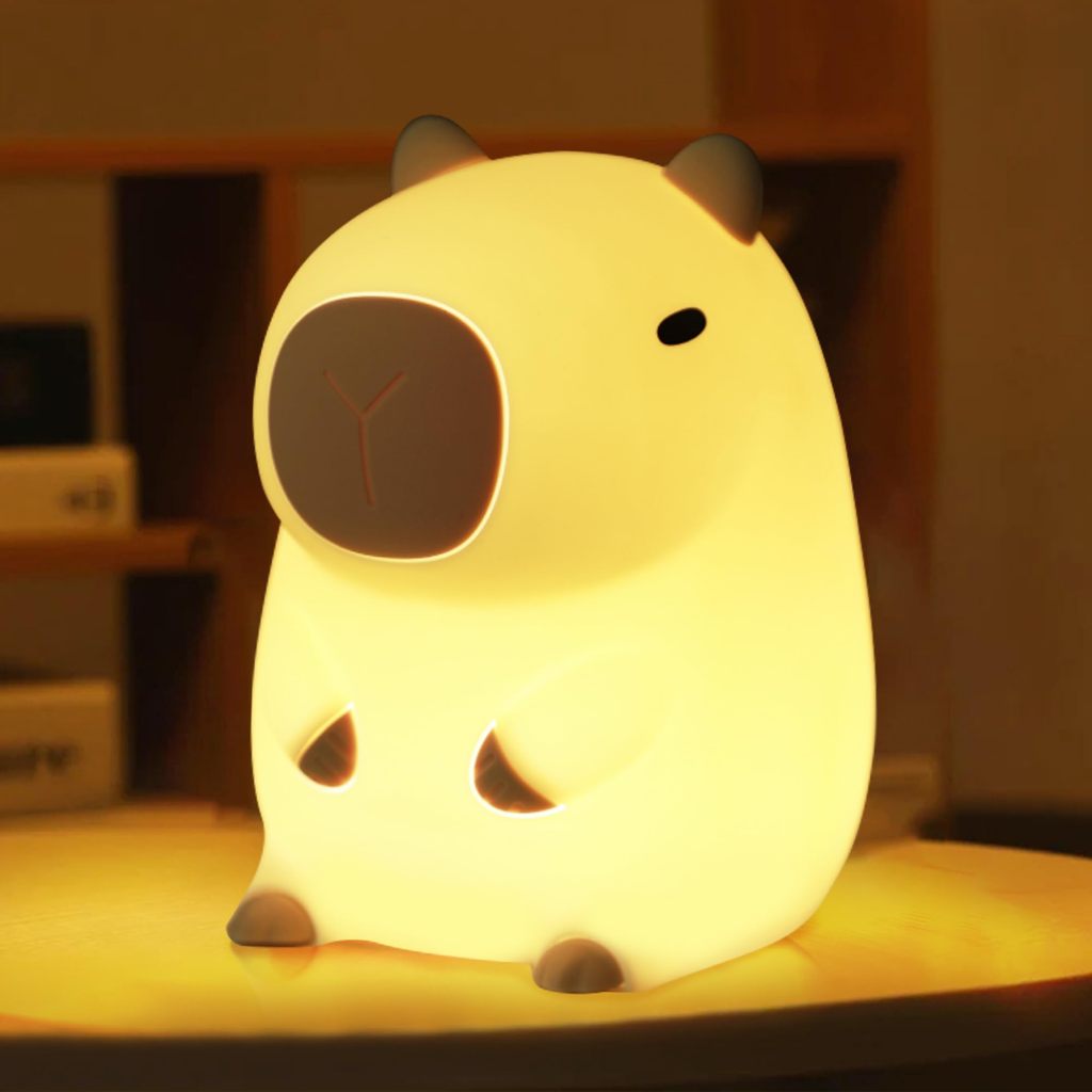 Capybara ไฟกลางคืนเล็ก ๆ สำหรับเด็ก, โคมไฟสัตว์แบบชาร์จ USB แบบพกพา, โคมไฟควบคุมแบบสัมผัส